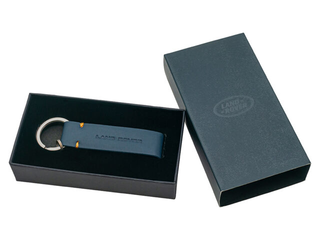 LAND ROVER LEATHER LOOP KEYRING - NAVY