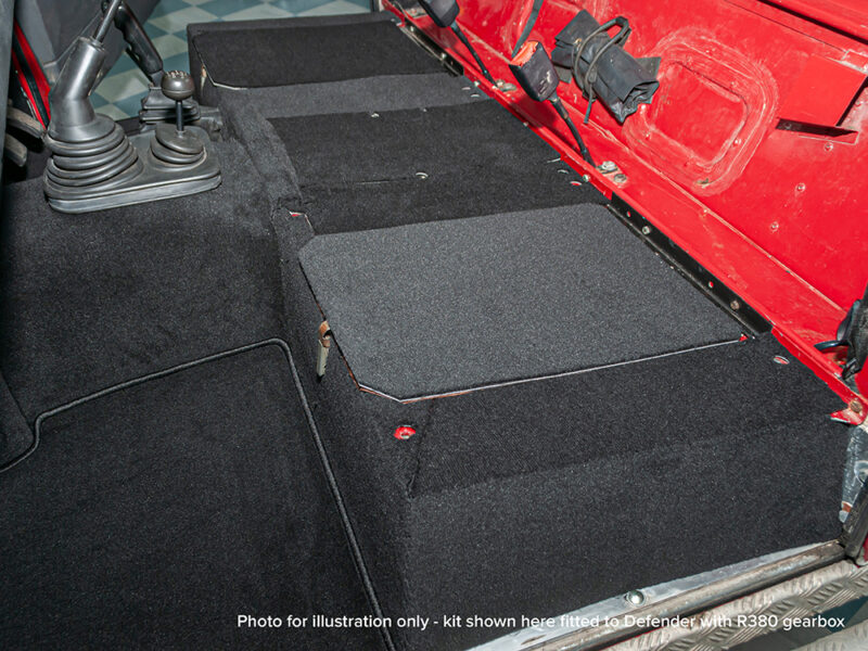 CARPET KIT DEFENDER 90 FRONT N/A- T/D & 200 TDI TO SUIT LT77 GEARBOX