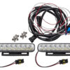 LED Daytime Running Lights Code: DA9500LED Pair Defender Description Fitted with 8 x ultra bright LEDs Dimensions - H 28 x W 140 x D 47mm Voltage - 10 - 30V DC Watts - 4W